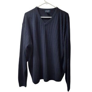 Dockers Pullover Sweater Mens Size XL Black Knitted V-Neck Long Sleeve